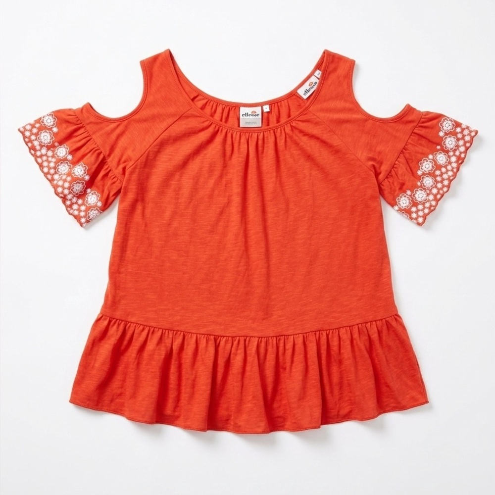 Women's Red Cold Shoulder Top - Picture 2 of 2